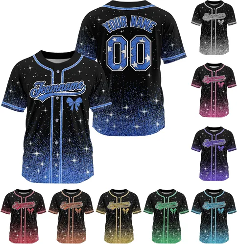 Vista 22 de Camiseta de béisbol de uniforme de animadora personalizada, camiseta de animadora para niñas, mujeres, jóvenes, niños, camiseta con purpurina