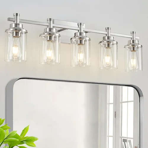Vista 9 de Accesorios de Luz de Baño de 3 Luces, Accesorio de Luz de Tocador Negro y Dorado Cepillado Sobre Espejo, Apliques de Pared Modernos Iluminación