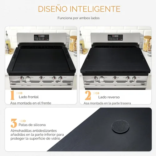 Vista 5 de Cubierta de estufa para tabla de fideos Gashell con asas, tabla de cubierta de estufa múltiple para estufa eléctrica/de gas (negra), GSC-2212 Negro