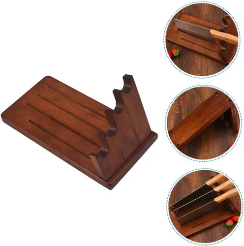 Vista 2 de KICHOUSE Estante organizador de tijeras, 1 unidad, soporte de madera maciza, bloque universal, soporte de cocina, cortador de almacenamiento