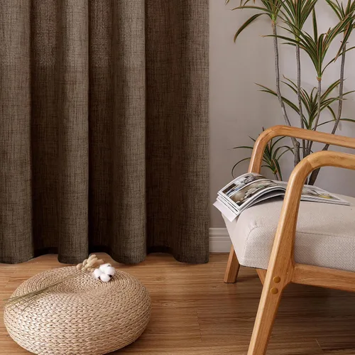 Vista 9 de BGment Cortinas cortas de lino marrón de 36 pulgadas de largo para ventanas, pequeñas cortinas de gasa semitransparentes para cocina, cafetería