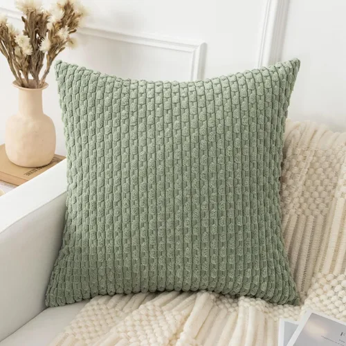 Vista 15 de UGS UGASA - Funda de almohada decorativa de pana suave de 18 x 18 pulgadas, funda de almohada cuadrada a rayas estilo bohemio para sofá, sala