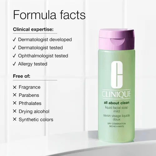Vista 11 de Clinique All About Clean Liquid Facial Soap Mild Gentle Face Cleanser For Dry Combination Skin Type 2 Face Wash Step 1 in 3-Step Skin Care