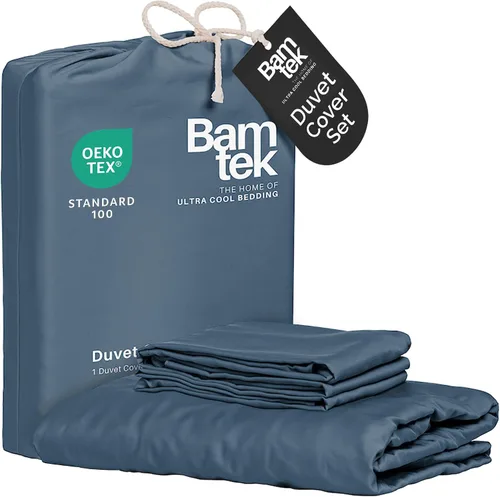 Vista 14 de Juego de funda de edredón - Funda de edredón 100% viscosa derivada de bambú, tamaño Queen, 3 piezas de funda de edredón refrescante de lujo