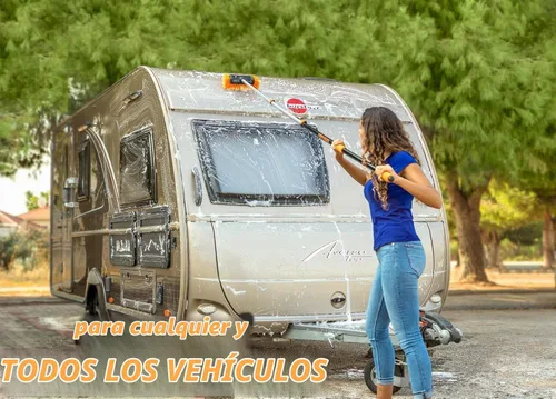 Vista 4 de Kit de cepillo de lavado para coche y RV con mango extensible largo de 48