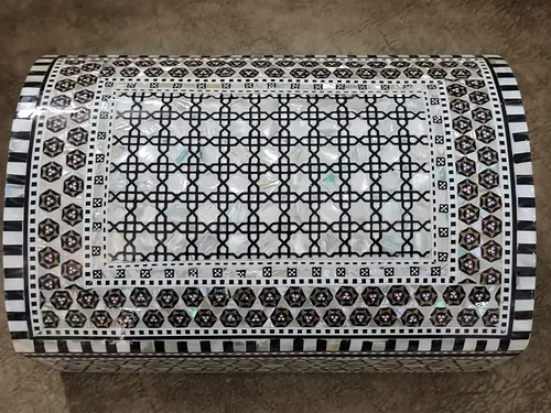 Vista 3 de Joyero de madera con incrustaciones de madre perla egipcia, hecho a mano (11 x 7.2 x 5.2 pulgadas M07)