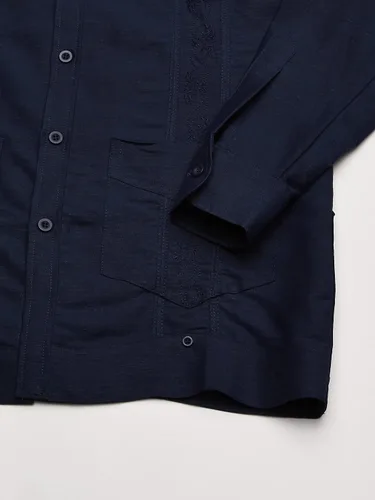 Vista 3 de Cubavera Camisa Guayabera bordada de manga larga para hombre