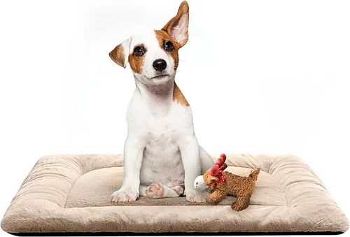 Vista 15 de Alfombrilla de cama para jaula de perro para perros extra pequeños. Cama de jaula de perro ultra suave. Alfombrilla de perrera lavable y Rosa