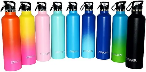 Vista 2 de Ezprogear Botella de agua de acero inoxidable de 25 oz con aislamiento al vacío de doble pared (25 oz, amarillo/rosa-rosa)