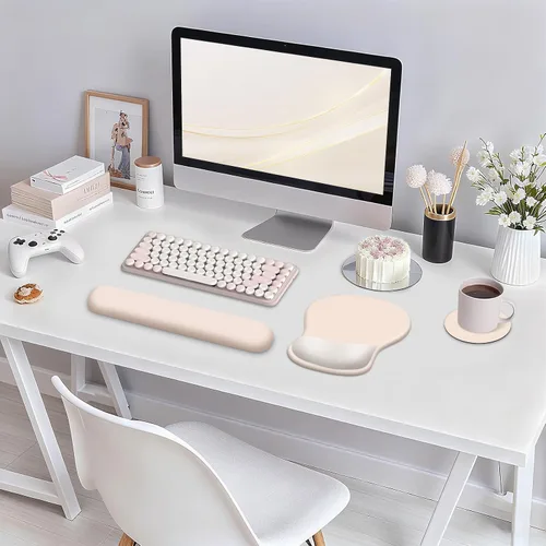 Vista 7 de Alfombrilla de mouse de 3 piezas con soporte de muñeca, reposamuñecas de teclado ergonómico de gel y alfombrilla para mouse con soporte para muñeca