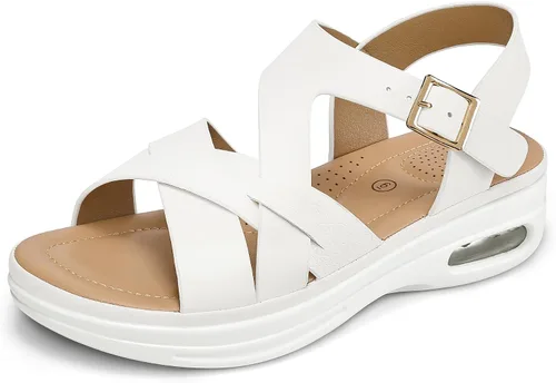 Vista 10 de mysoft Sandalias de senderismo para mujer, cómodas, con soporte acolchado de aire, correa de tobillo, sandalias de vestir