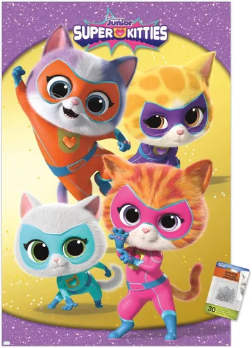 Vista 7 de Trends International Disney Junior Super Kitties - Póster de pared de grupo, 14.72 x 22.37 pulgadas, paquete de póster premium y alfiler