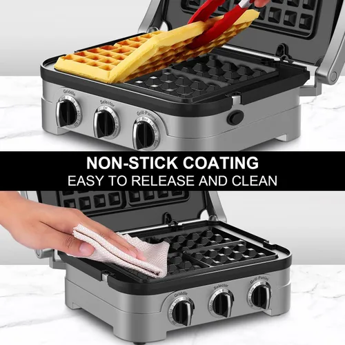 Vista 6 de Placas de gofres solo para Cuisinart Griddler GR-4N, GR-5B, GR-6 y GRID-8N Series, revestimiento antiadherente para hornear placas de gofres por