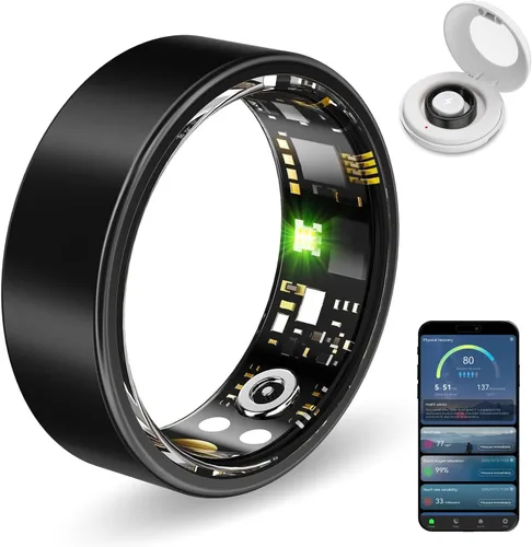 Vista 9 de Anillos de salud inteligentes para mujeres y hombres, rastreador de actividad con frecuencia cardíaca, oxígeno en sangre, HRV, monitor de sueño