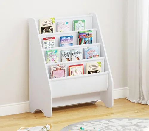 Vista 9 de UTEX Estantería para niños con bandeja para revistas y organizador, organizador de libros (Espresso)