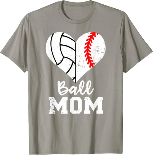 Vista 31 de Ball Mom Heart Funny Baseball Voleibol Mom - Camiseta para mamá, Negro, S