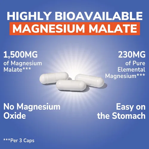 Vista 7 de Vitalibre Malato de magnesio 240 cápsulas, suplemento de magnesio quelatado con ácido málico, producción de energía y soporte del sistema nervioso