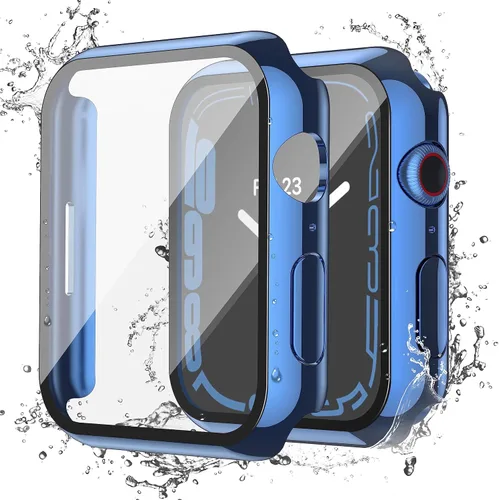 Vista 19 de Misxi Paquete de 2 fundas impermeables con botón diseñadas para Apple Watch Series 3 Series 2 de 38mm, funda rígida de policarbonato anticaídas