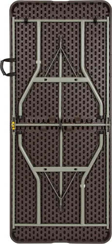 Vista 4 de Mesa plegable de plástico de ratán marrón de 6 pies con asa - Mesa de eventos