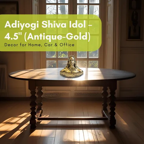 Vista 6 de Vedic Charya - Estatua de Adiyogi Shiva de 4.5 pulgadas - Ídolo de resina hecho a mano de Mahadev Dhyana Mudra para tablero del coche, escritorio