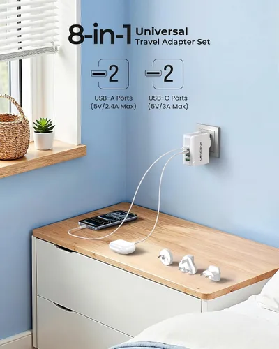 Vista 3 de LENCENT Cargador de pared USB múltiple, [22W/4.4A] Adaptador de corriente de viaje USB de 4 puertos, cargador de teléfono celular todo en uno