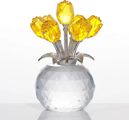Vista 7 de Movdyka Figura de cristal de rosa negra con jarrón, ramo de flores, regalos para esposa, novia, mujer, rosas negras falsas, decoración gótica