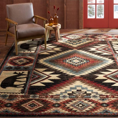 Vista 12 de Home Dynamix Buffalo Bear - Alfombra rectangular de 1 pies 10 pulgadas x 6 pies 10 pulgadas, marrón/rojo