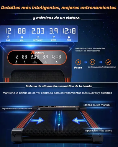 Vista 5 de Walking Pad Treadmill with Auto Incline 12%-12Level, Quiet BLDC EvoDrive