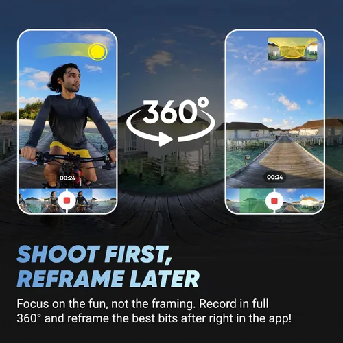 Vista 9 de Insta360 Paquete estándar X4: cámara de acción 8K 360 impermeable, video gran angular 4K, efecto selfie stick invisible, protectores de lente
