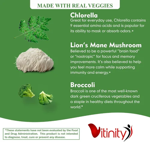 Vista 7 de VITINITY Super Greens - Gomitas multivitamínicas Hechas con 30 superalimentos reales, verduras, hierbas, frutas para adultos y niños para aumentar