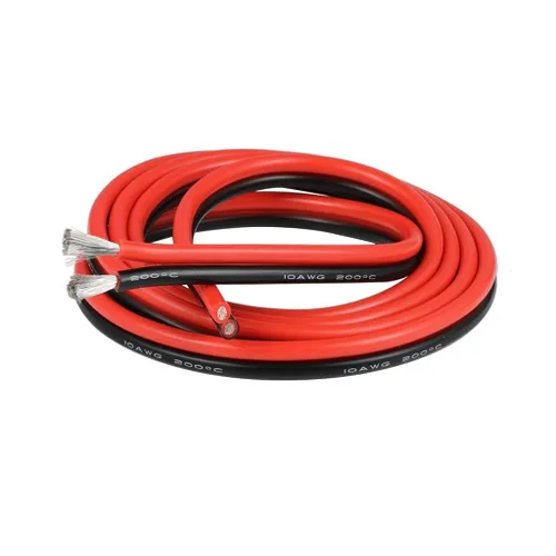 Vista 5 de BNTECHGO Cable de silicona paralelo flexible de calibre 10, 2 conductores, rojo y negro, alta resistencia, 200 grados C 600 V para cable