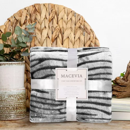 Vista 7 de MACEVIA Manta Decorativa de Forro Polar Sherpa para Sofá, Manta de Cebra 3D, Mullida, Gruesa, Cálida, Reversible, Acogedora, Cómoda, Súper Suave