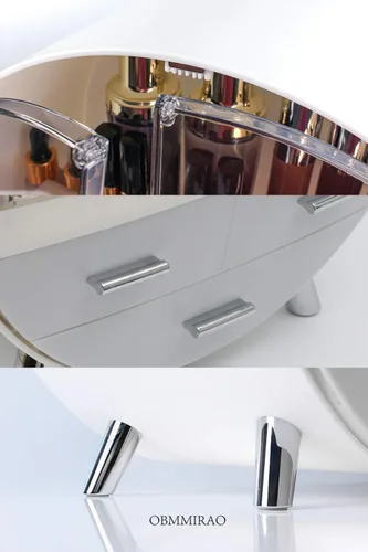 Vista 6 de Elegante caja organizadora de maquillaje a prueba de polvo, organizador de cosméticos mediano impermeable con cajones para cuidado de la piel