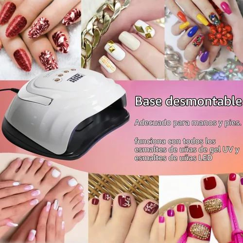 Vista 6 de Lámpara de uñas LED UV con 81 cuentas, lámparas de curado de uñas de 380 W para esmalte de gel con sensor automático/4 ajustes de temporizador