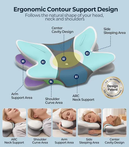Vista 5 de Almohada cervical para el cuello para aliviar el dolor, espuma