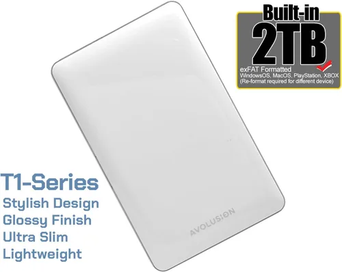 Vista 2 de Avolusion T1 Series 2TB USB 3.0 Disco duro externo portátil para PC, Mac, PlayStation y Xbox (blanco)