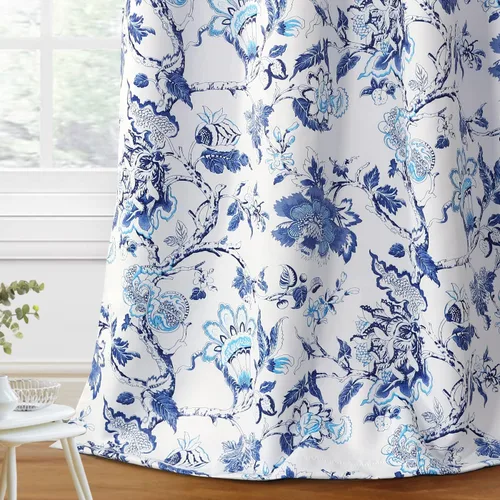 Vista 12 de H.VERSAILTEX Cortinas opacas de 63 pulgadas de largo, juego de 2 paneles de cortinas con estampado floral para sala de estar, cortinas de ventana
