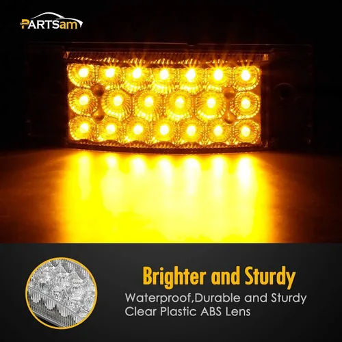 Vista 9 de Partsam 2 luces LED rectangulares rojas de 6 pulgadas para remolque, 21 diodos con reflectores+par de luces de marcador frontal lateral ámbar de 6