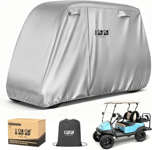 Vista 9 de 10L0L Funda para carrito de golf de 4 pasajeros se adapta a EZGO, Club Car, Yamaha, 400D, impermeable, resistente al viento, resistente al sol