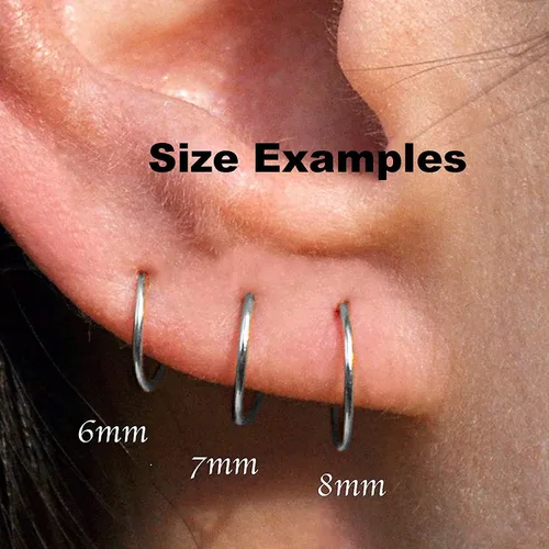 Vista 48 de Aretes de plata de ley abiertos para cartílago, tragus, delgados, calibre 22