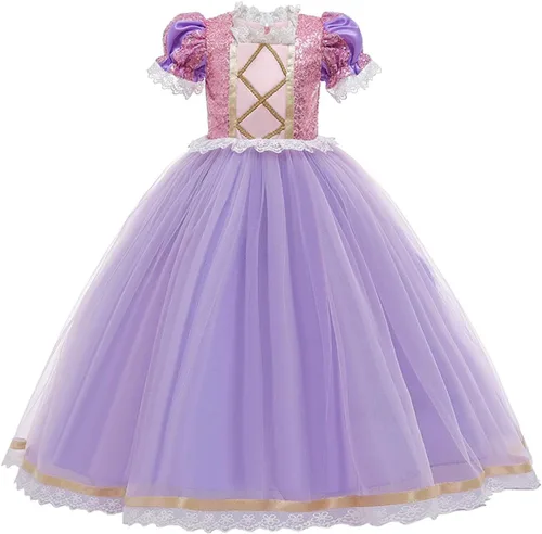 Vista 2 de Disfraz de princesa Sofía Rapunzel para niñas, carnaval, Halloween, Navidad, cumpleaños, fiesta de baile (accesorios)