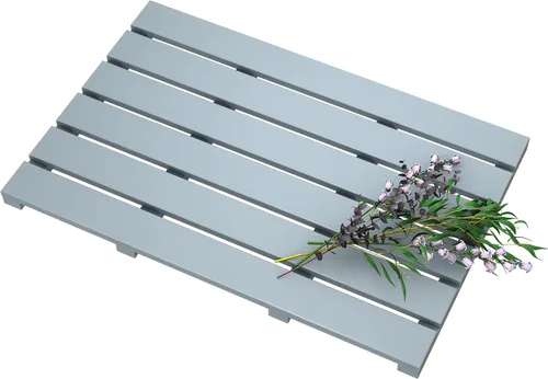 Vista 9 de Tapete de baño para ducha de lujo, antideslizante, de madera de bambú, impermeable, para uso en interiores o exteriores (negro)