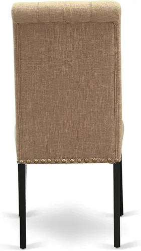 Vista 11 de East West Furniture DLBR3-BLK-17 - Juego de muebles de comedor de 3 piezas que contiene una mesa de comedor redonda con gotas y 2 sillas tapizadas