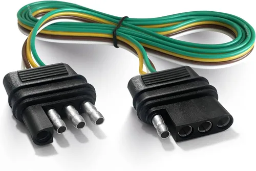 Vista 8 de Extensión de cable de remolque 4 vías 4 pines, enchufe de 4 cables 4 planos con enchufe macho y hembra 18 AWG 26 pulgadas, extensor de arnés