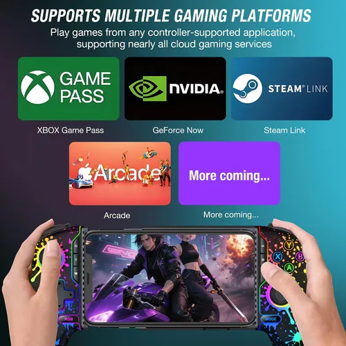 Vista 3 de Mobile Game Controller for iPhone/Android Handheld Gaming, Wireless Phone Gaming Controllers with (Programmable) /Hall Effect Joysticks & Analog
