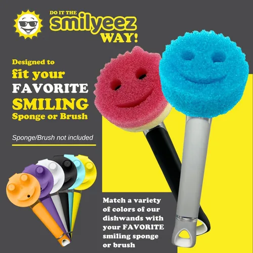 Vista 4 de El mango sonriente original con dispensador de jabón para esponja Scrub Daddy (Reg. TM) y esponja Scrub Moji (negro)