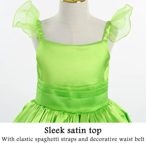 Vista 3 de Tinker Fairy Dress Up Costume Girls 3T-10Y Toddler Fairy Dress with Wings Wand Kids Halloween Clothes Birthday Party Outfit