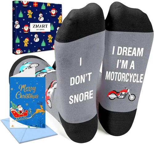 Vista 8 de Zmart Funny Motorcycle Gifts for Men - Motorcycle Socks for Dirt Bike Riders gris (Motorcycle Grey)