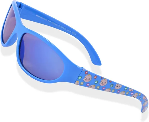 Vista 2 de CoComelon Gafas de sol para niños con estuche de transporte, gafas de sol para niños pequeños, Azul Patchwork, 55mm