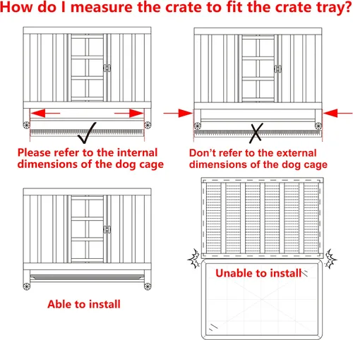 Vista 5 de Bandeja duradera para perrera de perro, a prueba de mordidas, repuesto de 29" - Súper bandeja de limpieza fácil de compuesto para jaula de metal